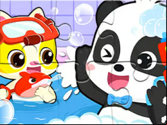 Juego Jigsaw Puzzle: Baby Panda Shower Time